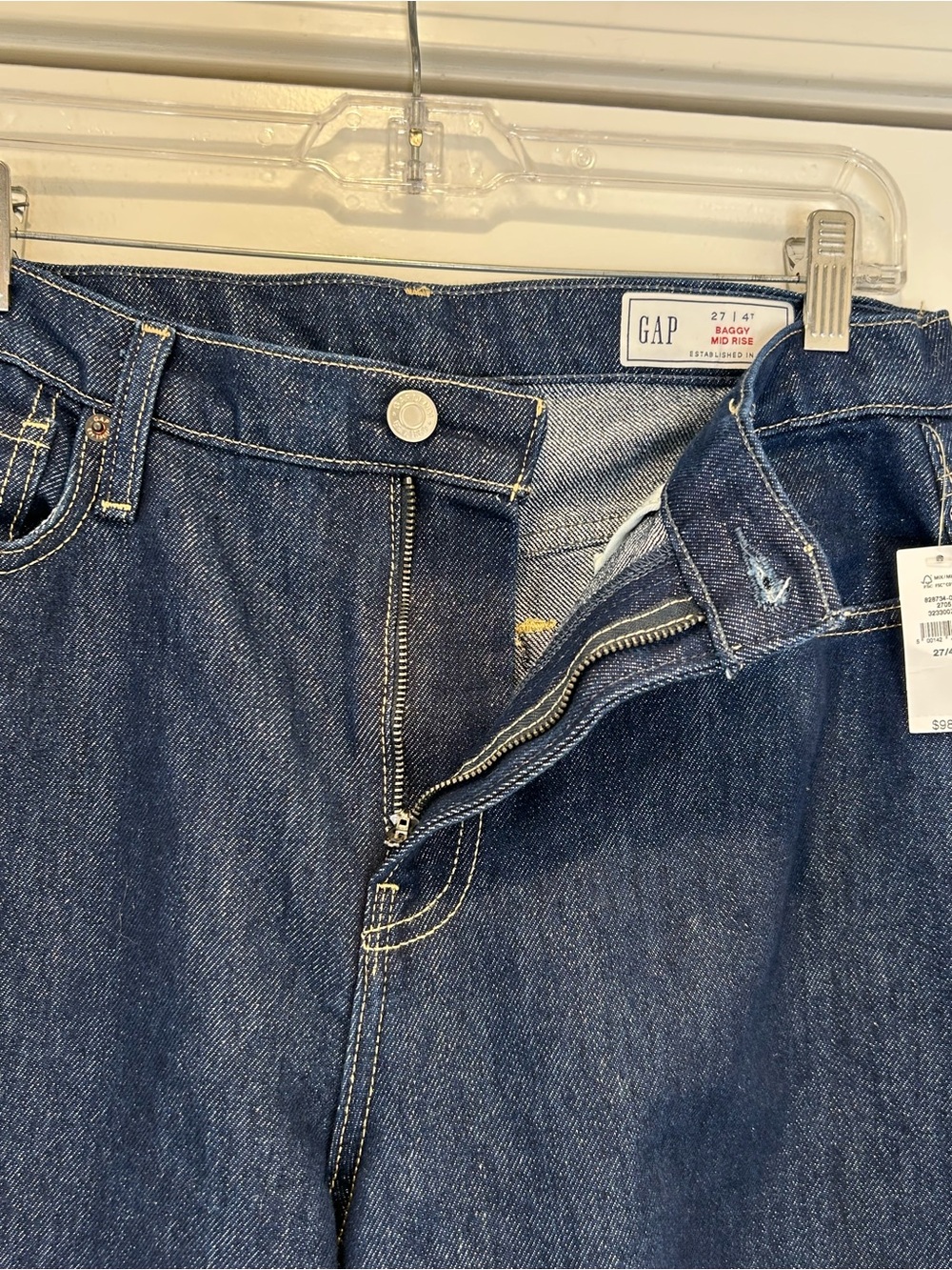 GAP Dark Indigo Baggy Mid Rise Wide-Leg Jeans Size 27 / 4T NWT $99 - Picture 6 of 11